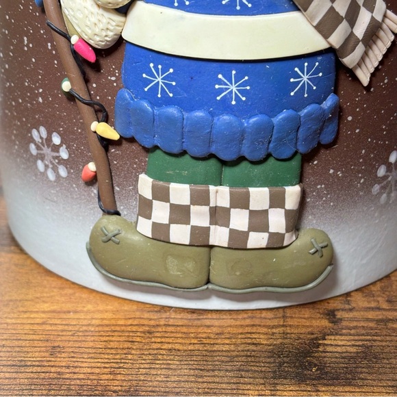 Vintage Holiday 3D Santa Hat Teddy Bear Stoneware Cookie Jar Christmas Winter - Picture 7 of 14